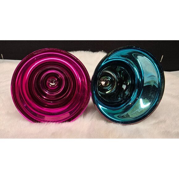 Vintage MCM Metallic Striped Plastic Bradford Christmas Bell Ornaments - Picture 4 of 4